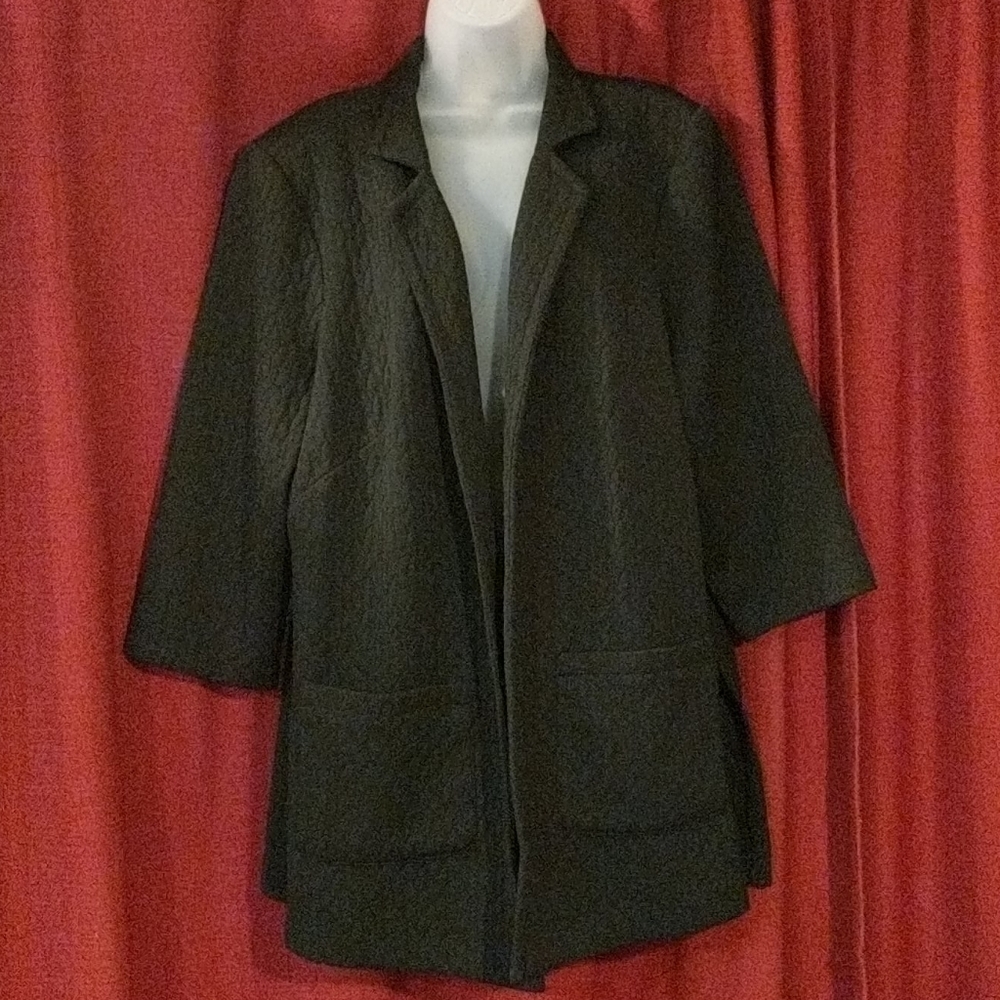 Black quilted blazer 2x NWOT